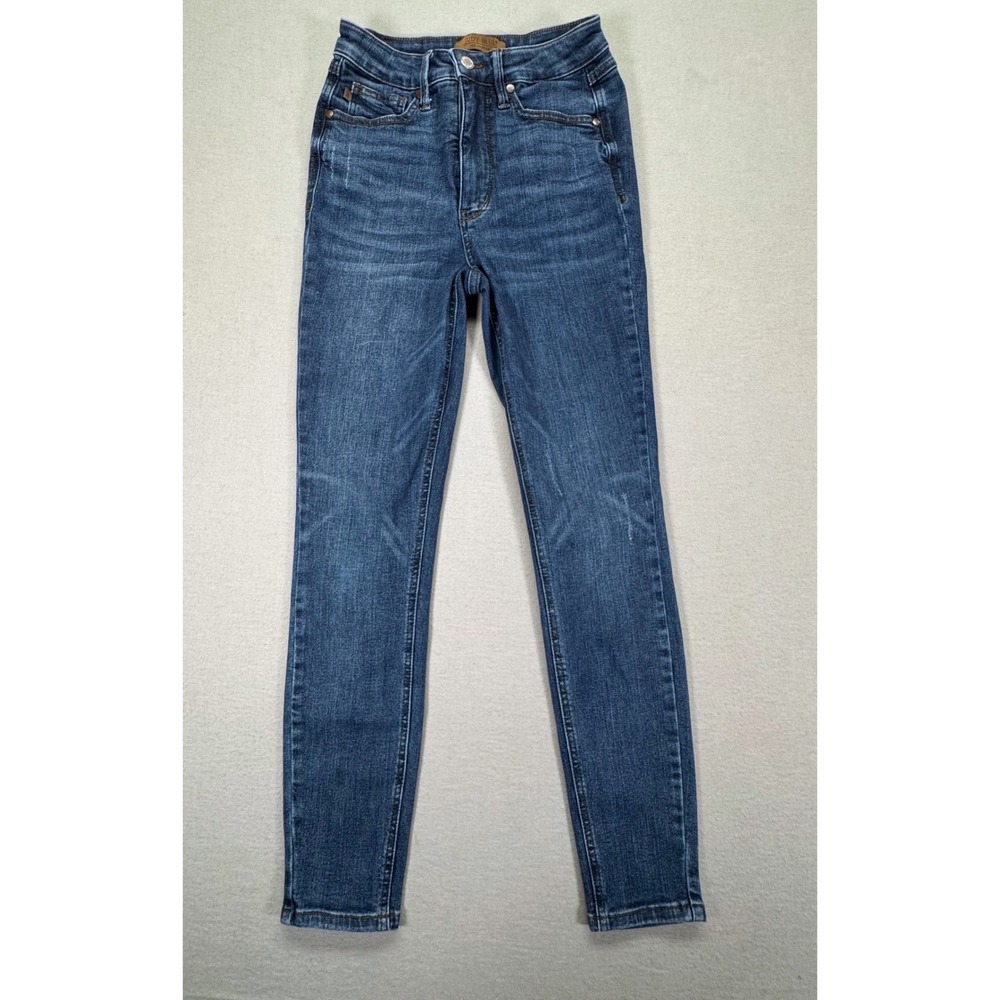 Judy Blue High‎ Waisted Skinny Jeans Dark Wash Distressed Womens 3/26